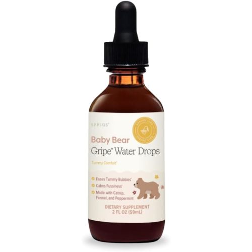 SPRIGS Baby Bear Gripe Water Drops, 2 Fl Oz | Natural Herbal Blend of Catnip, Fennel & Peppermint to Comfort Fussy Babies & Calm & Soothe the Digestive Tract | Support for Gas & Stomach Discomfort