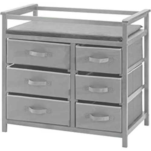 Baby Changing Table Dresser with 6 Storage Baskets, Can be Used as a Baby Changing Tables with Changing Table Top, a Baby Changing Station, a Diaper Changing Station (Gray)