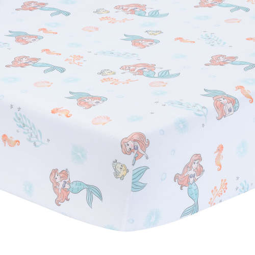 Disney Baby The Little Mermaid White Fitted Crib Sheet - Ariel – Lambs & Ivy