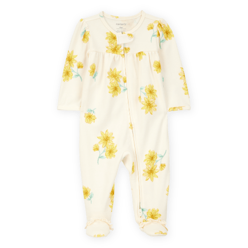 Baby Floral Print 2-Way Zip Cotton Sleep & Play Pajamas - Cream - Carter's | Carter's