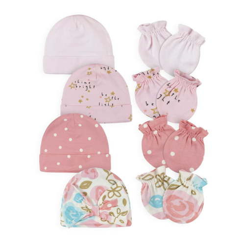 Gerber Baby Girl Caps & Mittens Set, 8-Piece