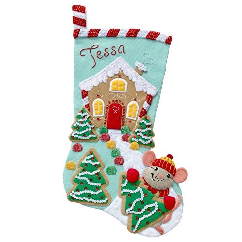 MerryStockings 18" Felt Christmas Stocking Kit with Sequin Embellishments - Make Your Own Felt Stockings and Start a New Family Tradition. Perfect for DIY Christmas Decor!