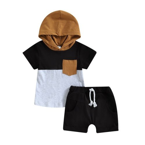 Color Block Hooded Pocket Tee