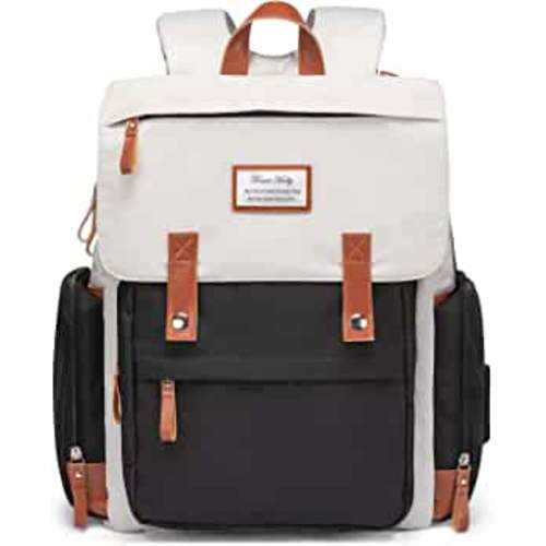 Diaper Bag Backpack Frank Mully Large Multifunction Travel Baby Bag for Mom Dad Black White