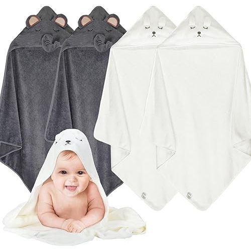 Toddler Towels with Hood Soft Bath Towels for Toddlers 1-3, Absorbent Baby Hooded Towels for Baby Hooded Towel Boy Girl, Toddler, Newborn Essentials4pack