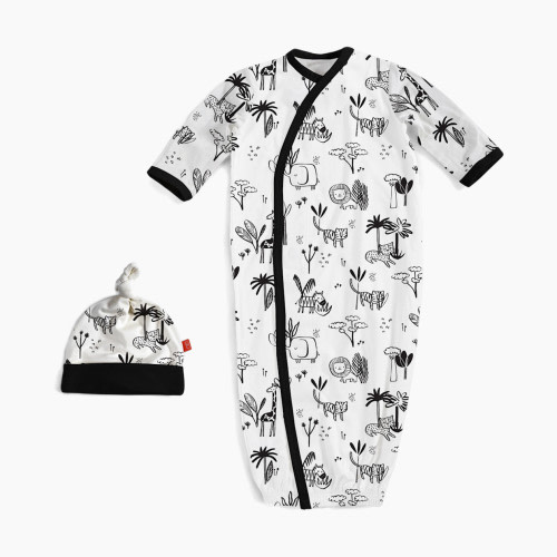 Magnetic Me Modal Gown And Hat Set - Black & White Animal Safari, 0-3 M