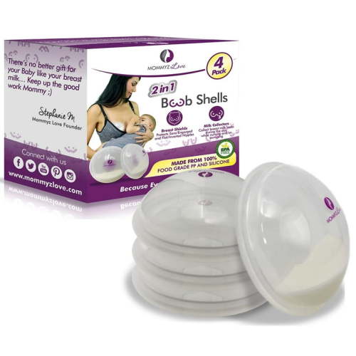 Mommyz Love 2-in-1 Breast Shield & Milk Collection Silicone Shells (4 Pack), For Nursing Relief