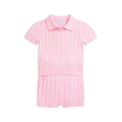 Girls' Mini Cable Cotton Polo Shirt & Short Set - Baby