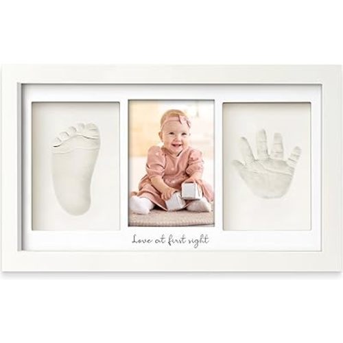 Baby Hand and Footprint Kit - Baby Footprint Kit, Newborn Keepsake Frame, Baby Handprint Kit, Personalized Baby Gifts, Nursery Decor, Baby Shower Gifts for Girls Boys(Alpine White)