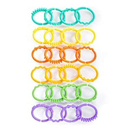 Bright Starts Lots of Links Rings - for Stroller or Carrier Seat - BPA-Free 24 Pcs, Ages 0 Months+