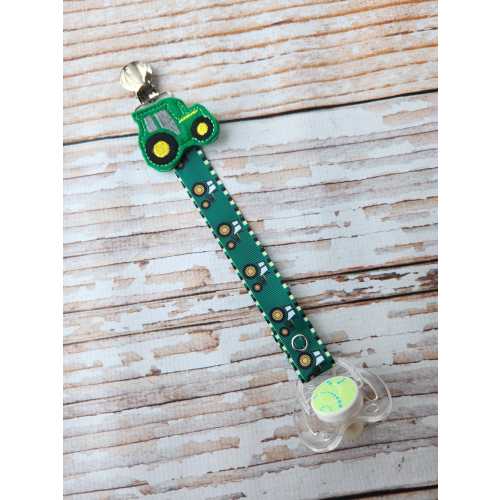 Baby Pacifier Clip - Green Tractor, Farm, Farming, Country Boy Girl (Feltie or Shabby Rose Option)