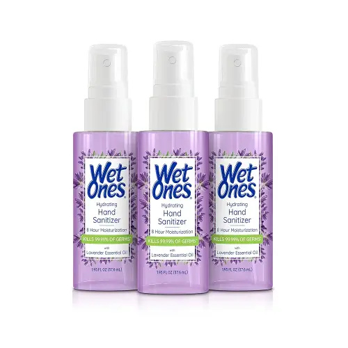 Wet Ones Hydrating Hand Sanitizer Spray Mist | Lavender-Scented Spray Hand Sanitizer Travel Size, 1.95oz (3 Pack)