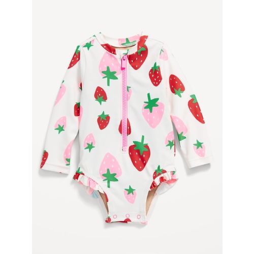 Printed Ruffle-Trim Rashguard One-Piece Swimsuit for Baby