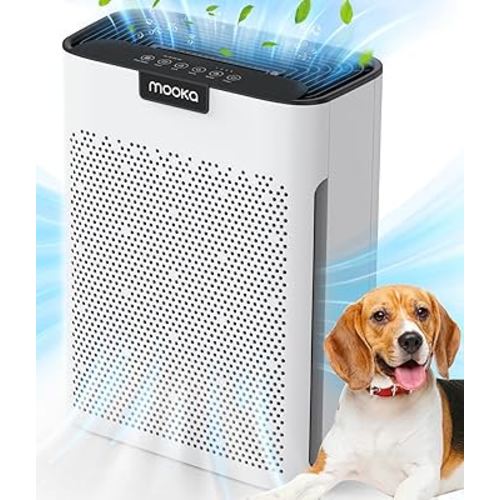 Air Purifiers for Home Large Room 2200 Ft² with Washable Filters, MOOKA H13 HEPA Filter Pet Air Purifier for Bedroom with Fragrance, Air Cleaner for Smoke Dust Pollen Pets Hair Odor, KJ190L White