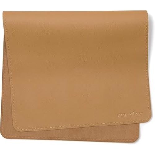 Vegan Leather Baby Changing Mat (16 X 30 in) - Multipurpose Wipeable and Portable Diaper Changing Mat - Foldable Travel Changing Mat (Tan)