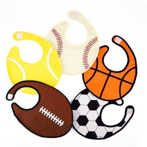 zebrum Waterproof Baby Boy Sports Bibs,Triple Layer-Cotton Front,Plastic Liner,Polyester Fleece Back,Highly Absorbent Drooling Burp Cloths for Boys Girls(5bibs)