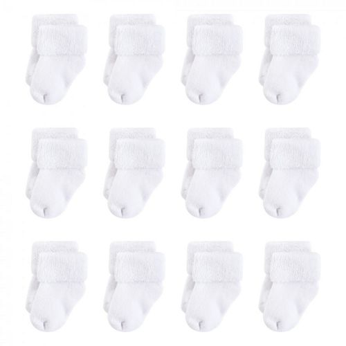 Touched by Nature Baby Unisex Organic Cotton Socks, White Terry, 0-6 Months