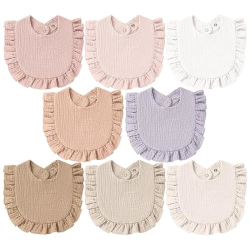 8-Pack Muslin Baby Bandana Drool Bibs for Unisex Girls & Boys – 100% Cotton Bibs, Soft & Absorbent Teething and Drooling Essentials for Newborns