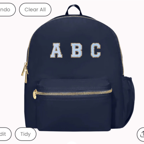 Initials in light blue - Customize Classic Backpack with Water Bottle Holder