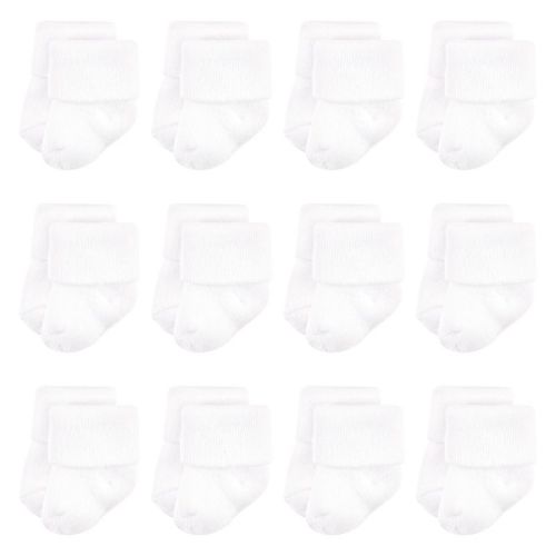 Luvable Friends Unisex Baby Newborn And Baby Terry Socks, White, 0-6 Months
