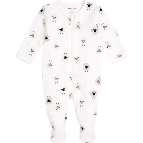 Sheep Print Footed One-Piece Pajamas, 9M
