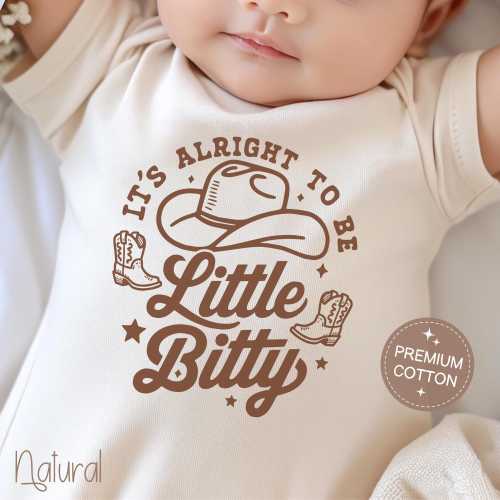 It's Alright to Be Little Bitty Onesie® Coming Home Outfit Country Baby Shower Gift Western Baby Announcement Newborn Cowboy Baby Onesie®