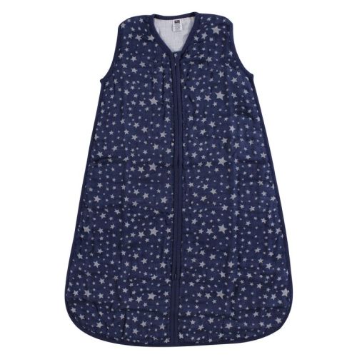 Hudson Baby Infant Muslin Cotton Sleeveless Wearable Sleeping Bag, Sack, Blanket, Gray Navy Star, Size: 0-6 months