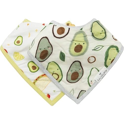 Loulou Lollipop Muslin Bandana Bib Drool Bib Set for Baby Girl and Boy, Adjustable 3 to 36 Months, 2 Pack