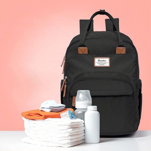 RUVALINO Large Diaper Bag Backpack, Multifunction Travel Maternity Baby Changing Bags, Black