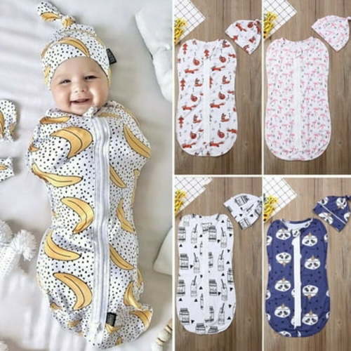 Newborn Kids Baby Cotton Zipper Swaddle Blanket Wrap Sleeping Bag Sleep sacks Hat Outfits 0-6M - Walmart.ca