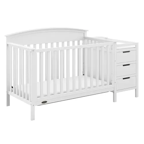 Graco Benton 5-in-1 Convertible Crib and Changer (White) – Crib and Changing -Table Combo, Includes Water-Resistant Changing Pad, 3 Drawers, Converts to Toddler Bed, Daybed and Full-Size Bed