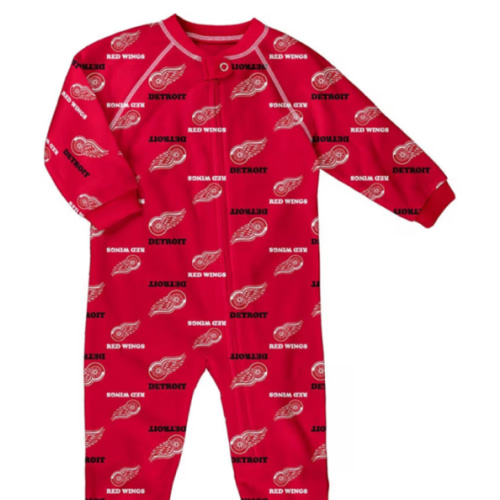Detroit Red Wings Red Baby Raglan Zip Up Coverall Romper Pajamas