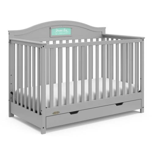Graco Story 5-in-1 Convertible Baby Crib with Storage Drawer, Pebble Gray