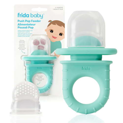 Frida Baby - Push Pop Feeder, Baby Fruit Food Feeders, Safely Introduce New Foods, Easter Basket Stuffer for Babies, Fresh + Frozen, Silicone, BPA Free, Dishwasher Safe - Teal