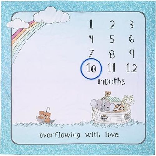 Precious Moments 223409 Overflowing with Love Fabric/Plastic Noah’s Ark Milestone Blanket