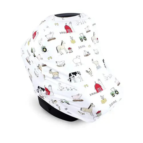 Hudson Baby Unisex Baby Multi-use Car Seat Canopy, Farm, One Size