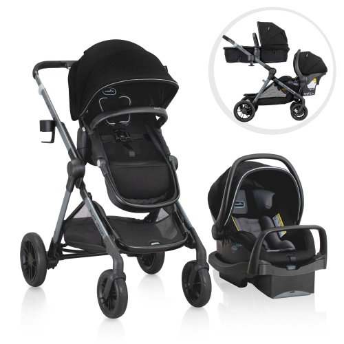Evenflo Pivot Xpand Travel System with LiteMax Infant Car Seat, Stroller (Ayrshire Black)