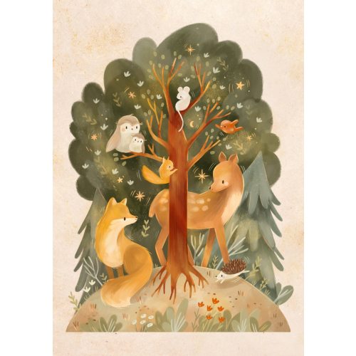 Woodland Nursery | Art Print | Magic Tree | Forest Wall Art | Woodland Animals | Kids Room Decor | Baby Gift