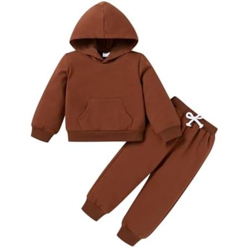 Happy Town Baby Fall Outfits for Girl Boy Long Sleeve Hoodie Top and Long Sweatpants Set Toddler Sweatsuit