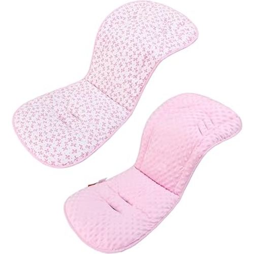 Baby Stroller Cushion,Soft Minky Dotted and Printed Stroller Seat Liner-Reversible Universal Breathable and Soft Newborn Stroller Pad, Cotton Infant Car Seat Insert-82x37cm,1 Pack(Pink Bows)