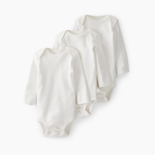 Carter's Little Planet Long-Sleeve Organic Cotton Bodysuits (3 Pack) - White, 3 M