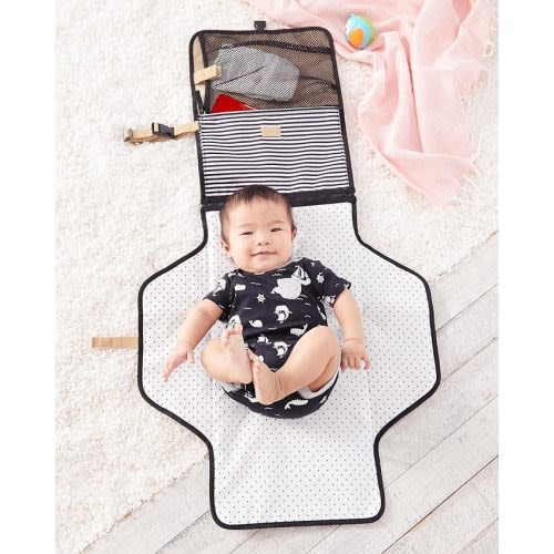 Skip Hop Portable Baby Changing Pad, Pronto, Black & White Stripe - Black Stripe