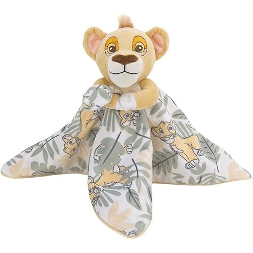 Disney Lion King Simba Yellow, Green, and White Jungle Leaves Lovey Security Blanket