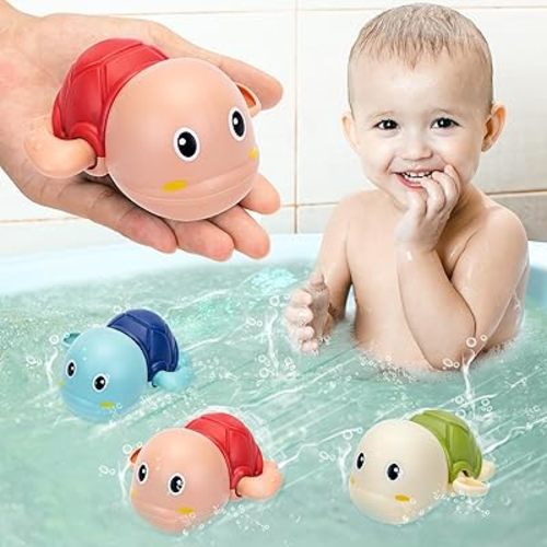 3 Pack Bath Toys for Toddlers 1-3, Cute Swimming Turtle Bath Toys for 1 2 Year Old Boy Girl Gifts, Animal Floating Wind Up Bathtub for Kids, Preschool Toddler New Born Infant Water Pool Toys