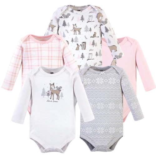 Luvable Friends Hudson Baby Long-Sleeve Bodysuits 5pk, Winter Meadow, 6-9M