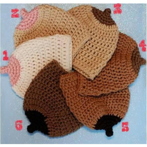 Crocheted infant pro breast feeding hats