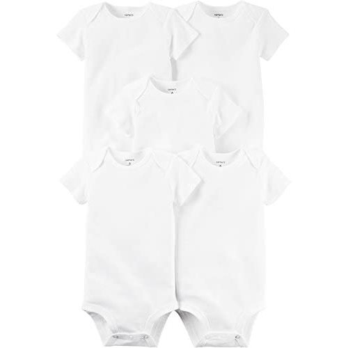 Carter's Short Sleeve Bodysuit (5 Pack) - White, 0-3 M