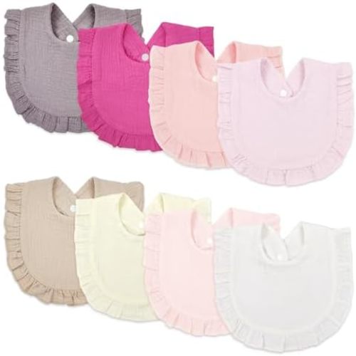 Baby Bibs Muslin Bibs 8 Pack for Drooling and Teething for Unisex Girls Boys