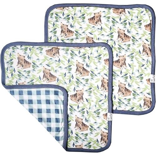 Copper Pearl Baby Security Blanket Set of 2 - Portable Size for Self-Soothing On-The-Go, Ideal Baby Blankets for Boys and Girls, Ultra-Soft, and Gift-Ready Loveys - Bear