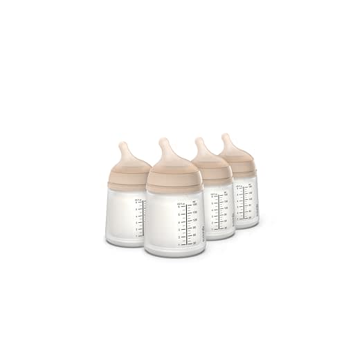Suavinex Zero Zero Anti Colic Baby Bottle, No 1 Spanish Baby Bottle Brand, Minimizes Bottle Rejection & Nipple Confusion, Perfect for Breastfeeding Babies, Adaptable Flow, 4 Pk 6 oz, Light